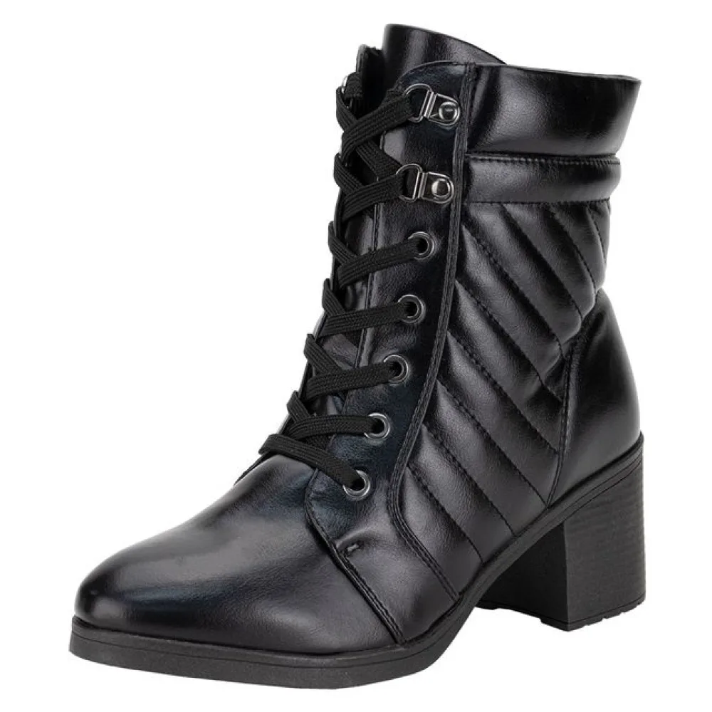 Bota Feminina Coturno Mooncity 73202 PRETO 34