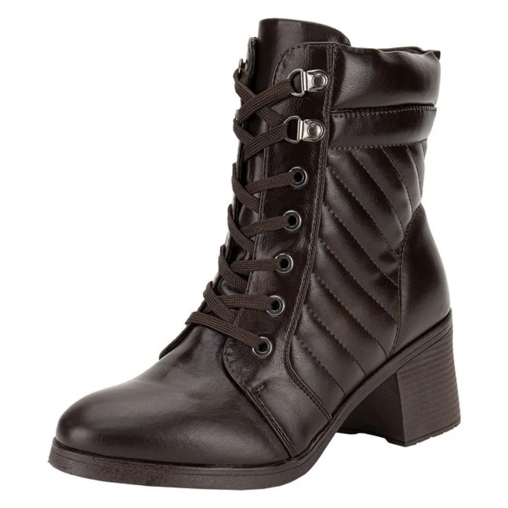 Bota Feminina Coturno Mooncity 73202 CAFÉ 34