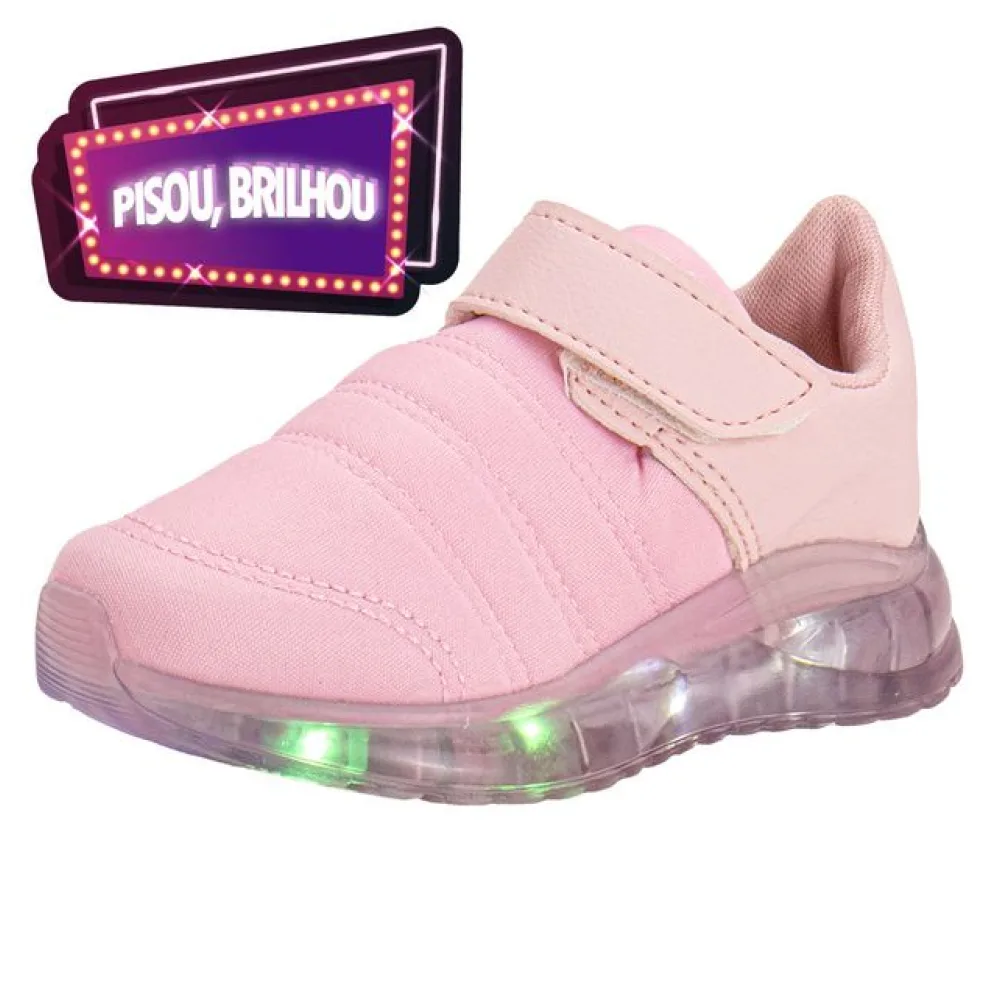 Tênis Infantil Feminino Led Fuffy 15715 ROSA 21