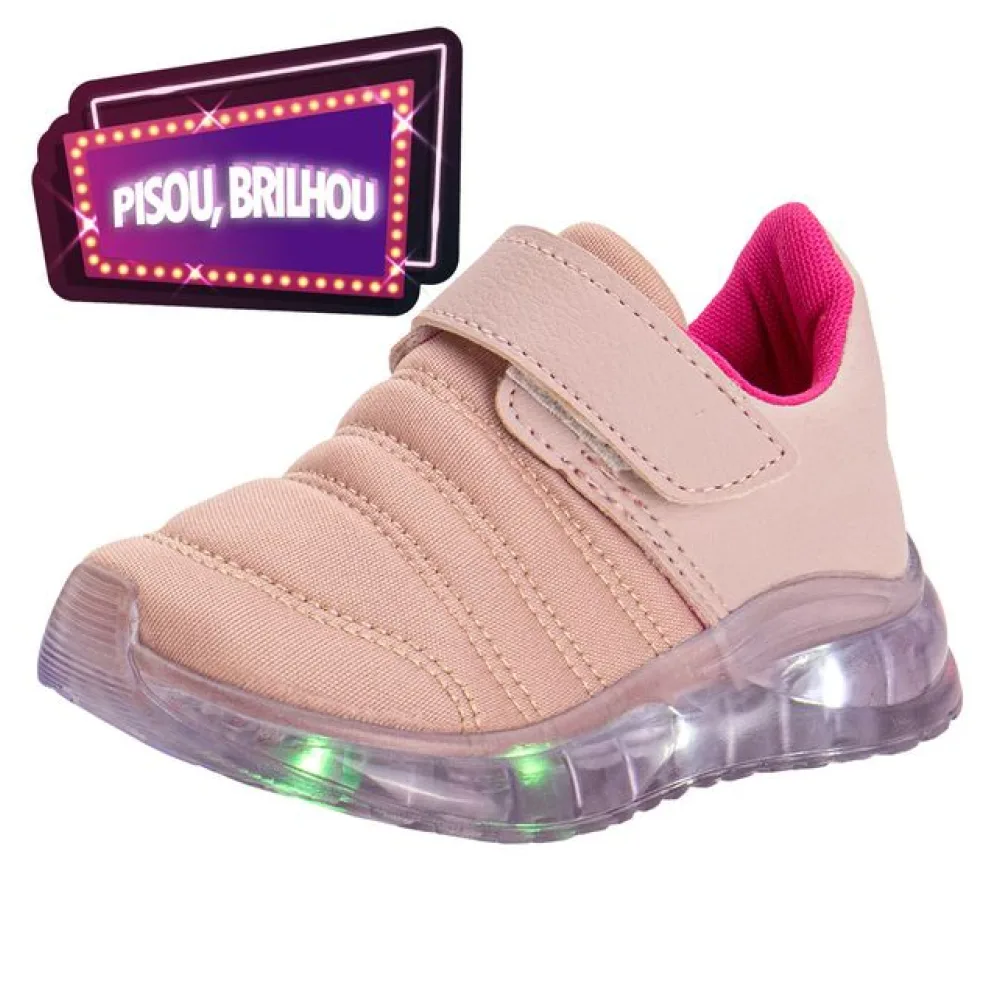 Tênis Infantil Feminino Led Fuffy 15715 SALMÃO 21