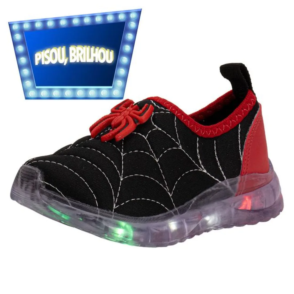 Tênis Infantil Masculino Led Fuffy 15503 PRETO/VERMELHO 21