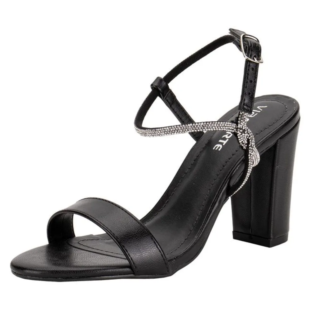Sandália Feminina Salto Grosso Via Marte 142034 PRETO 34