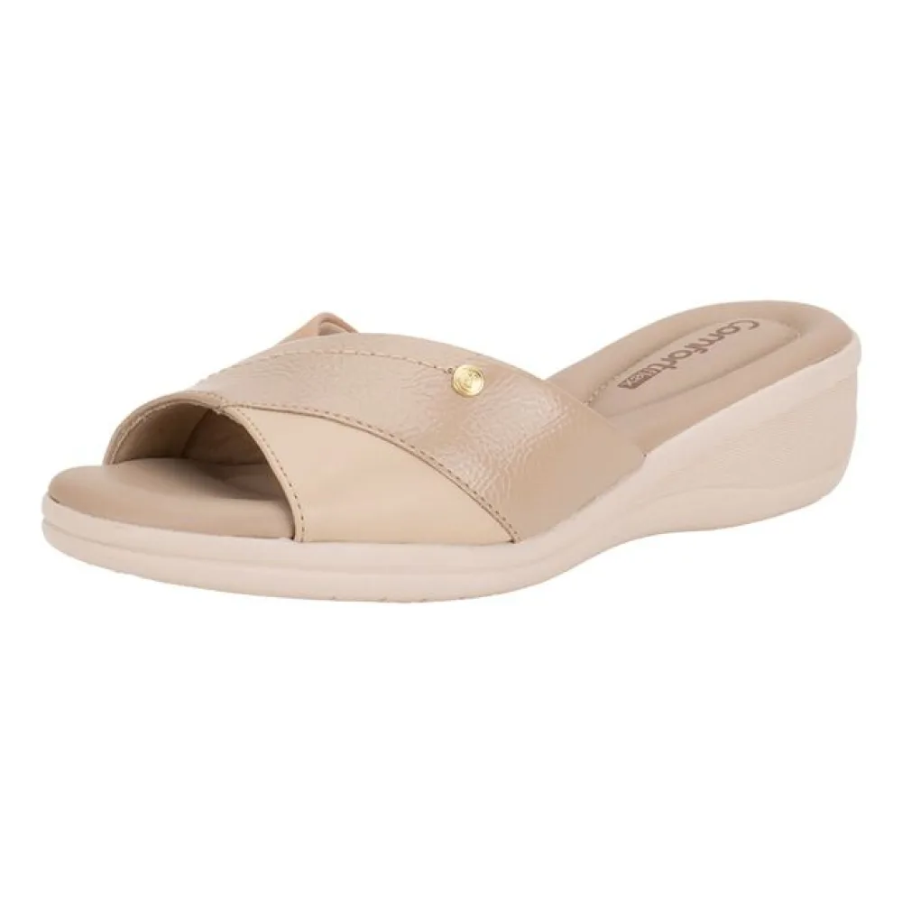 Tamanco Feminino Anabela ComfortFlex 2588402 BEGE 35