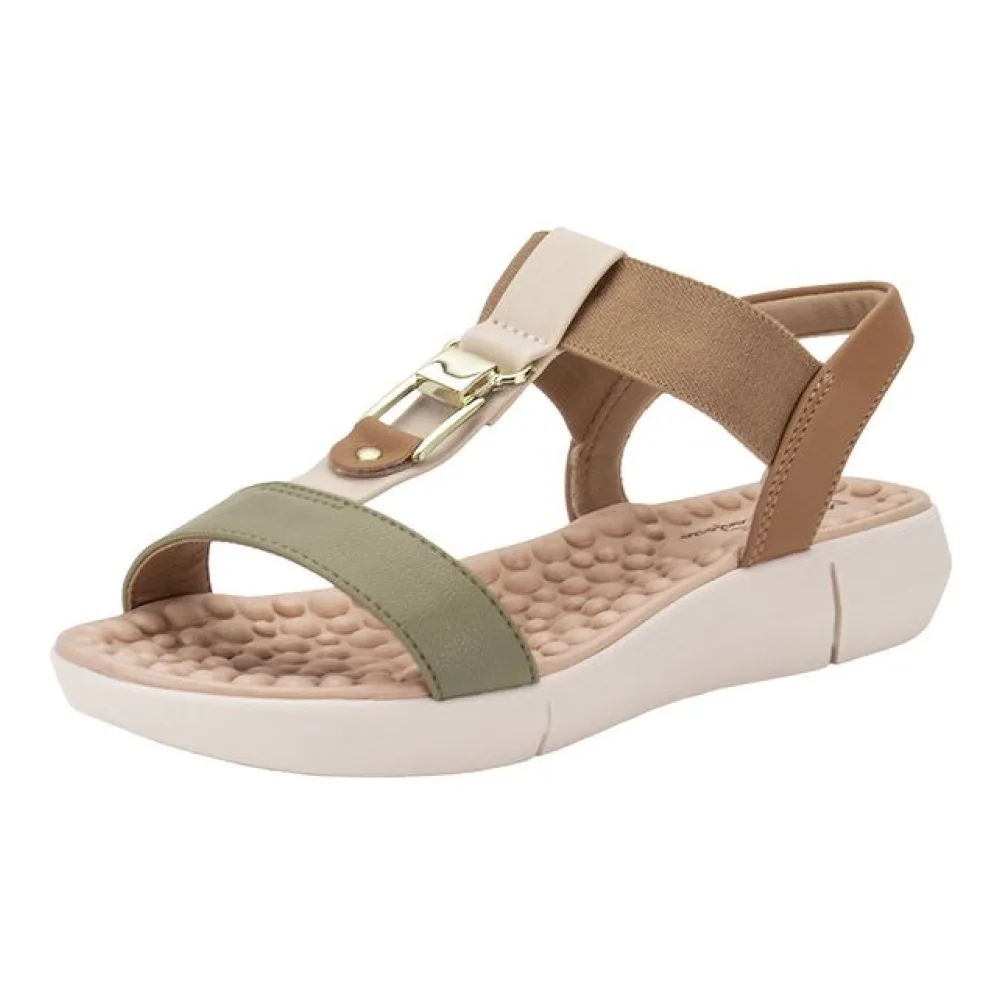 Sandália Feminina Flat Modare 7142139 BEGE/VERDE 38