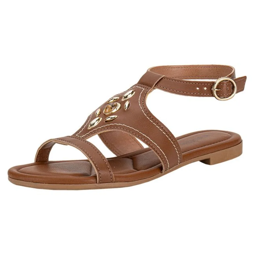 Sandália Feminina Flat Mississipi J0371 CAMEL 34