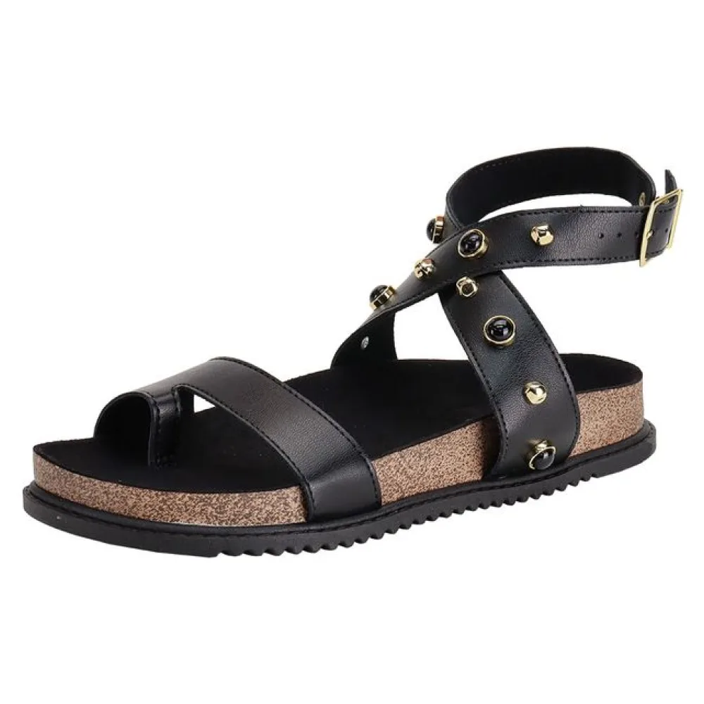 Sandália Feminina Flat Beira Rio 8524114 PRETO 34