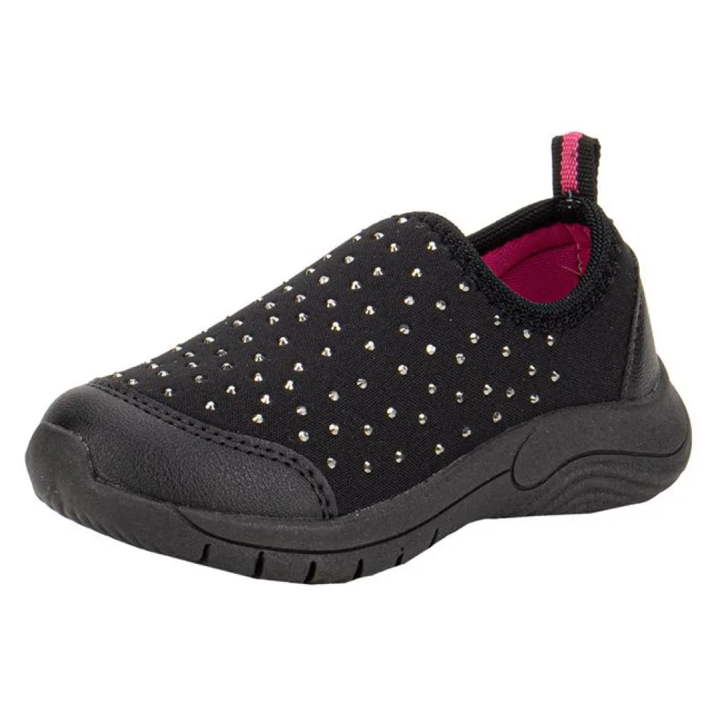 Tênis Infantil Feminino Slip On Lily Kids 19049 PRETO 21
