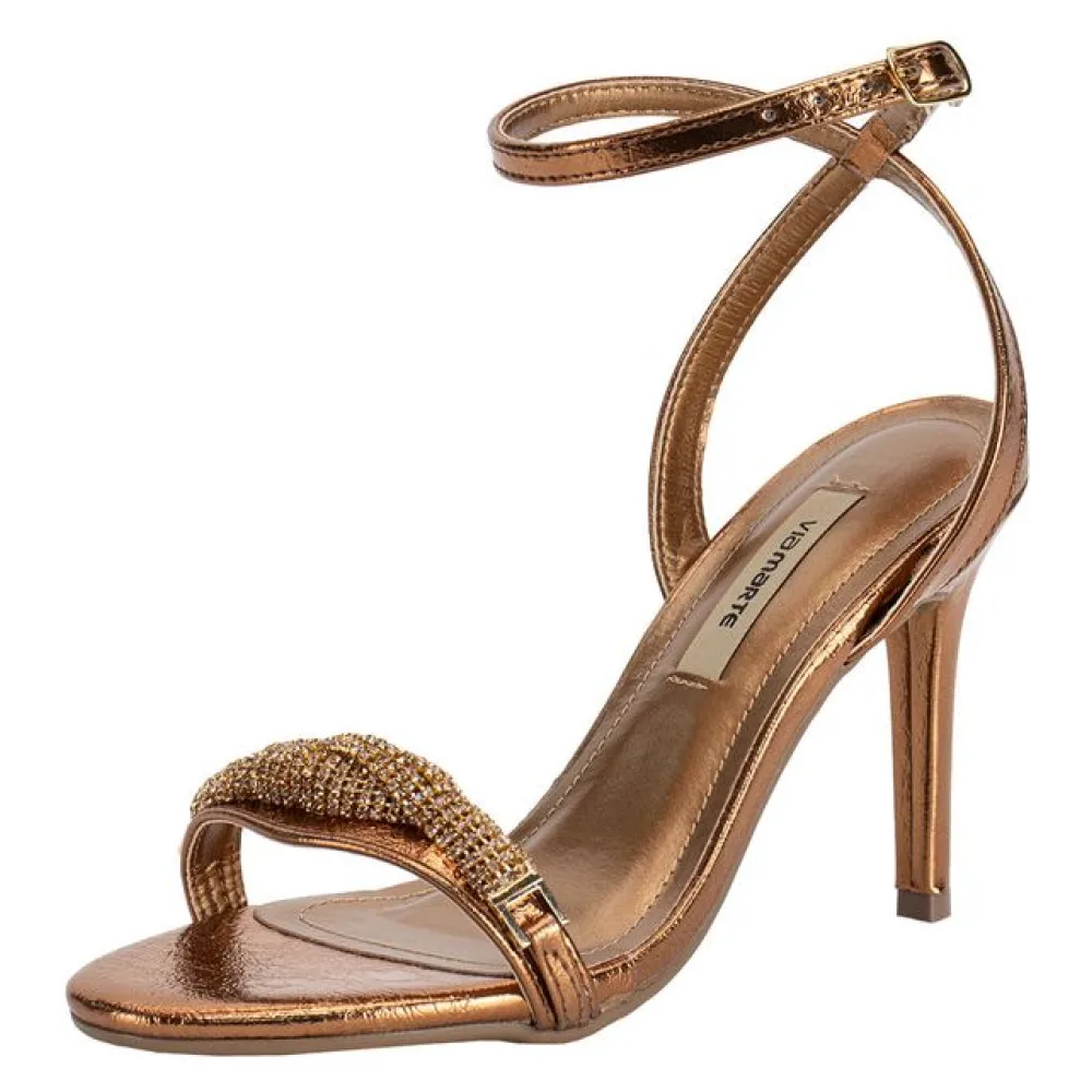 Sandália Feminina Salto Fino Via Marte 282004 BRONZE 35