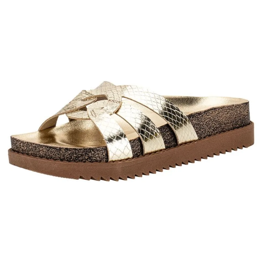 Tamanco Feminino Flat Moleca 5500116 OURO 34