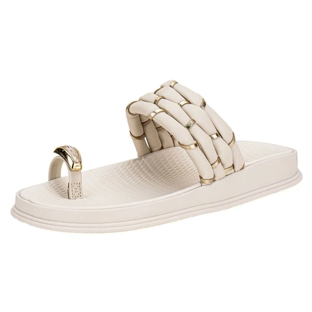 Tamanco Feminino Flat Moleca 5556111 BRANCO/OFF 34