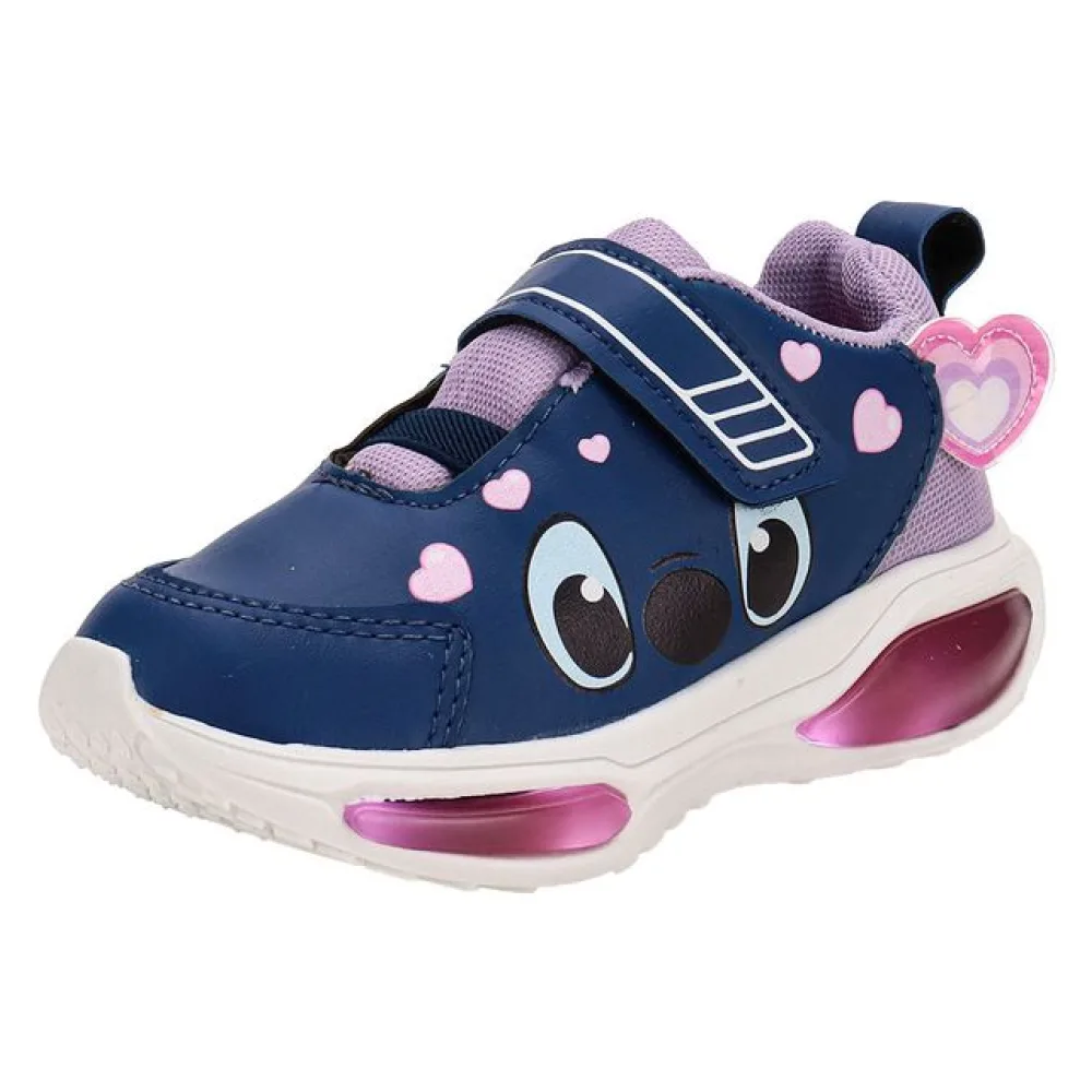 Tênis Infantil Feminino Led Minipé MP2516 MARINHO/ROSA 25