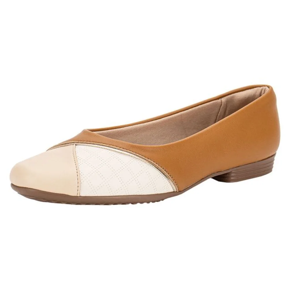 Sapatilha Feminina Flat Piccadilly 250265 MARFIM/CARAMELO 34