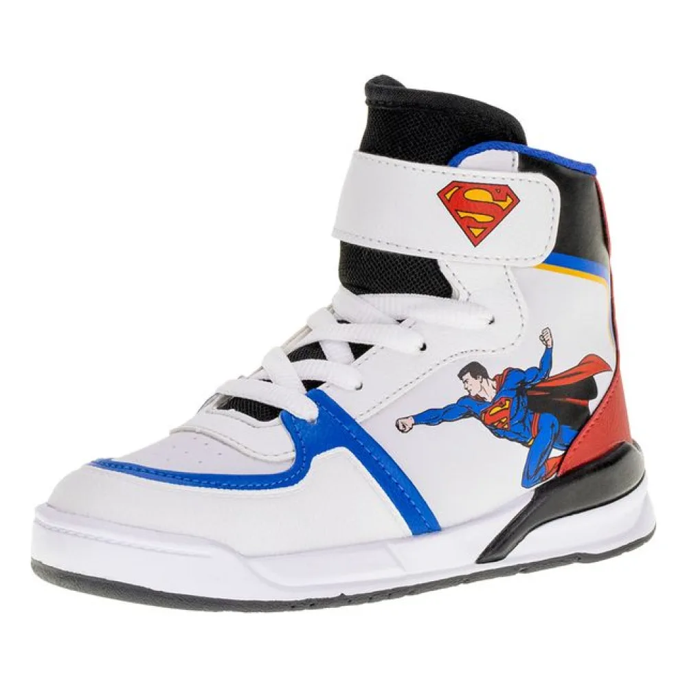 Tênis Infantil Cano Alto Superman Via Vip - W4008SM BRANCO/AZUL 25