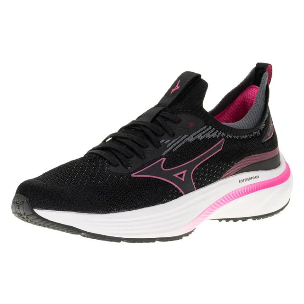 Tênis Feminino Glow Mizuno 101096096 PRETO/ROSA 35