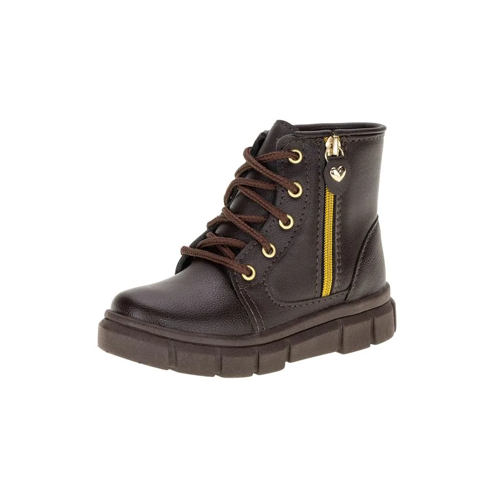 Bota Infantil Feminina Coturno Lily Kids 16030 CAFÉ 21