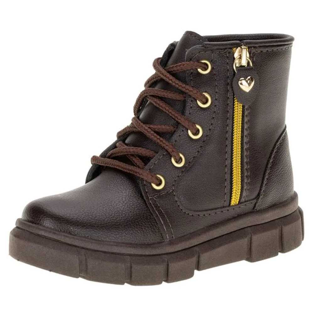 Bota Infantil Feminina Coturno Lily Kids 16030 CAFÉ 21