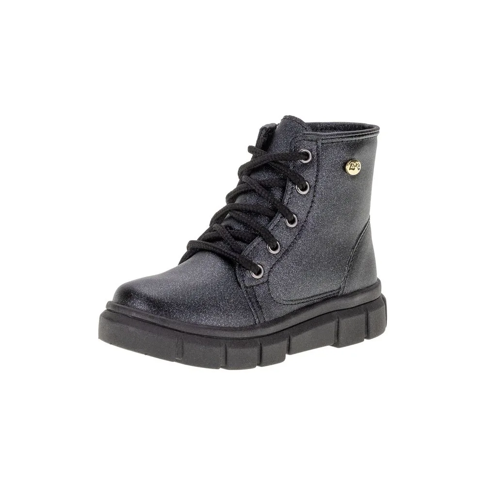 Bota Infantil Feminina Coturno Lily Kids 16035 PRETO 20