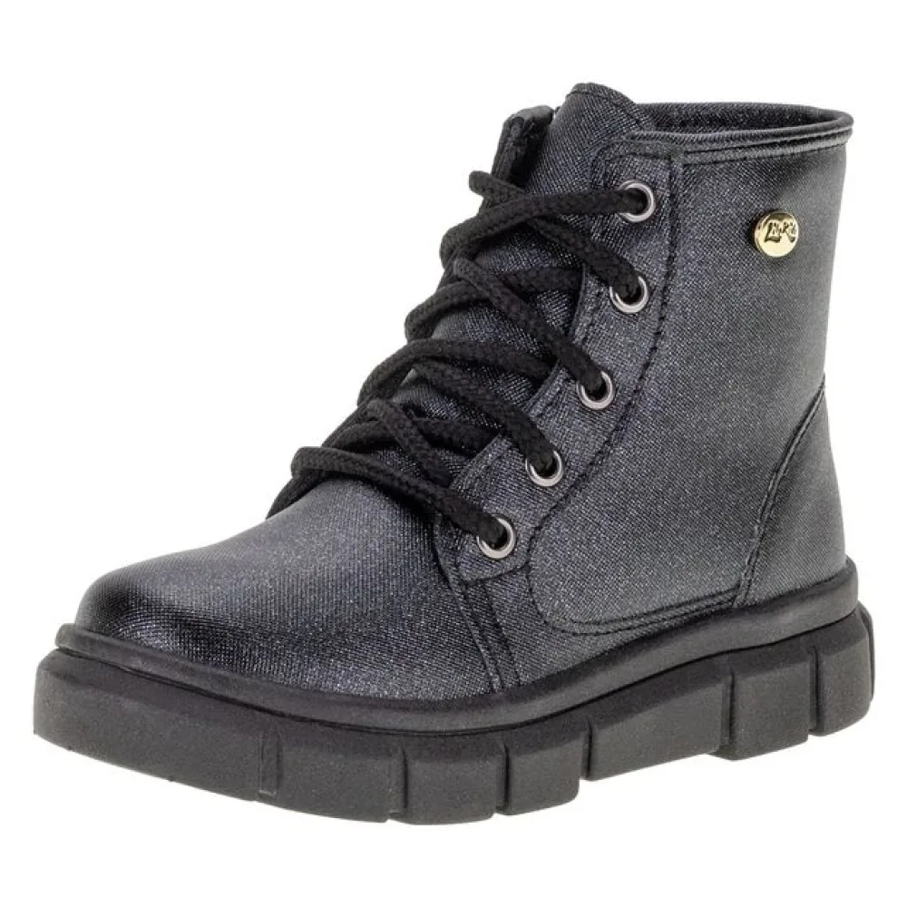 Bota Infantil Feminina Coturno Lily Kids 16035 PRETO 20