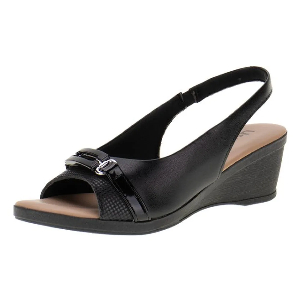 Sandália Feminina Anabela Usaflex MM0902 PRETO 34