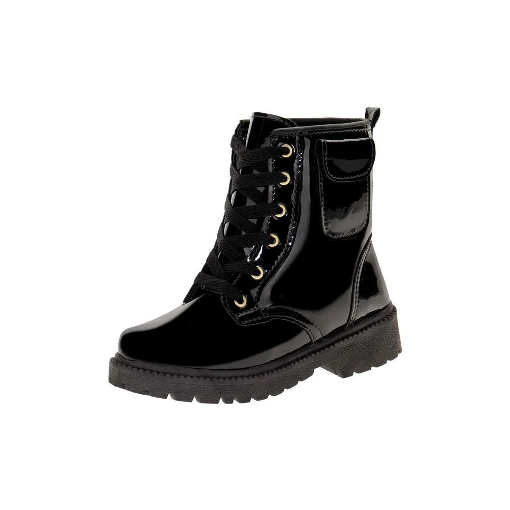 Bota Infantil Feminina Coturno Gracinha 88 VERNIZ/PRETO 34