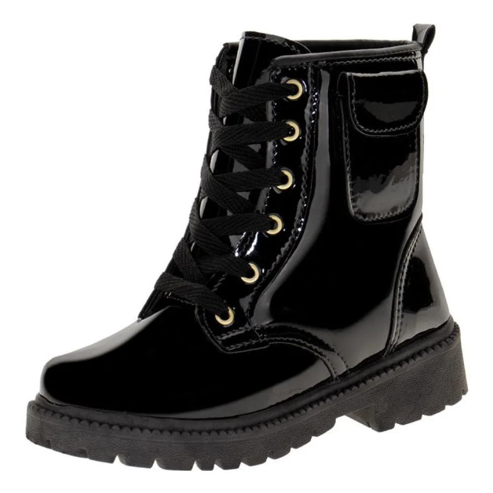 Bota Infantil Feminina Coturno Gracinha 88 VERNIZ/PRETO 34