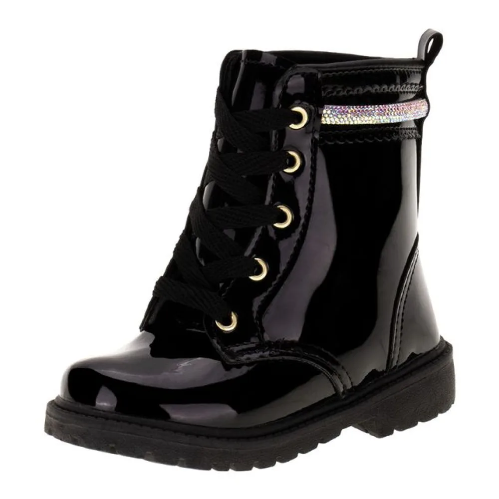 Bota Infantil Feminina Coturno Gracinha 0084 VERNIZ/PRETO 22