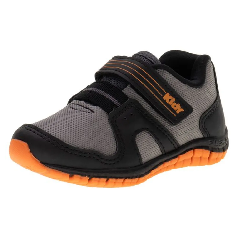 Tênis Infantil Masculino Flex Kidy 1640318 PRETO/LARANJA 22