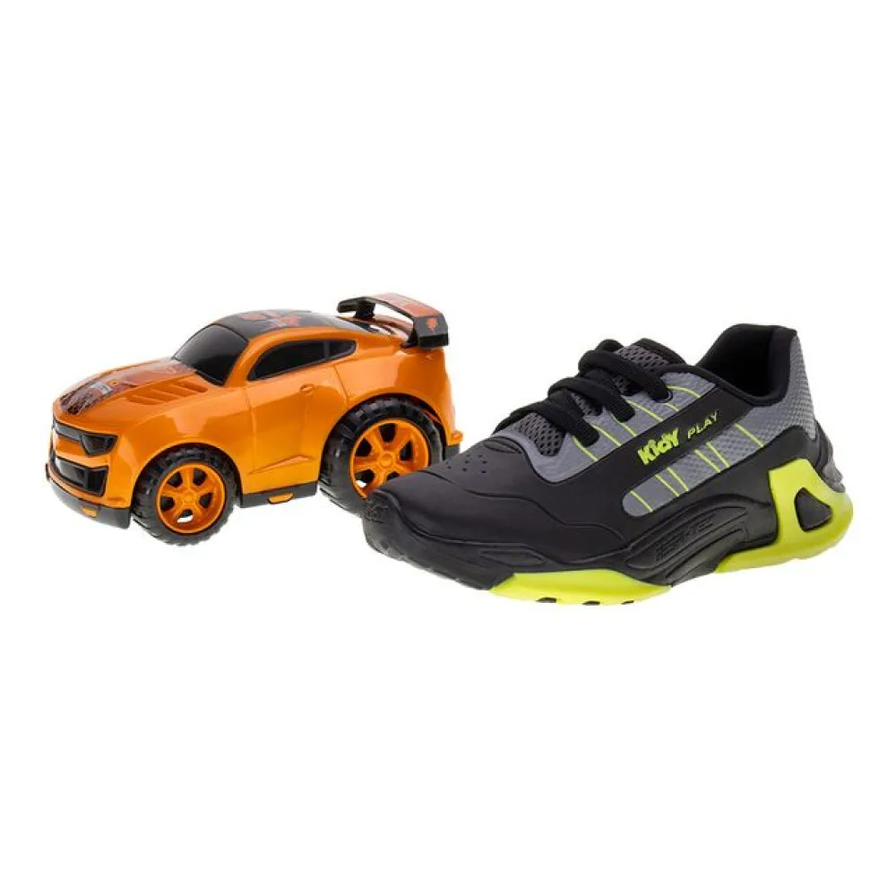 Kit Tênis Infantil Play e Carrinho Kidy 0070632 PRETO/VERDE 25