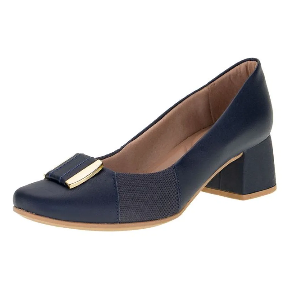 Sapato Feminino Salto Grosso Usaflex AK0303 MARINHO 34