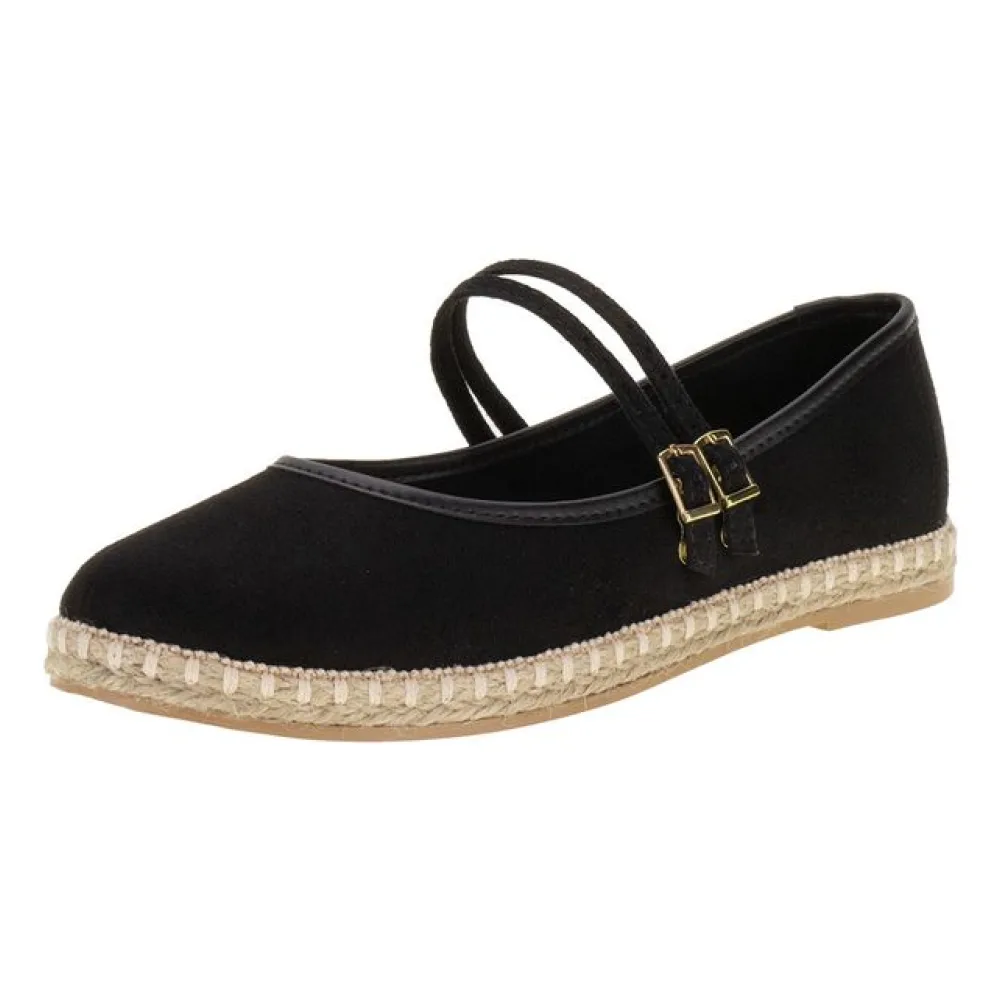 Sapatilha Feminina Flat Moleca 5801104 PRETO/CAMURÇA 34