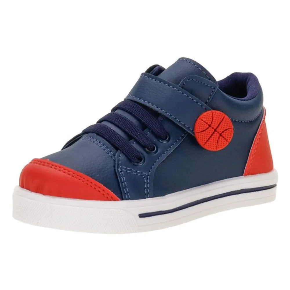 Tênis Infantil Masculino Cano Alto Lindo Jú 502477 AZUL/VERMELHO 21