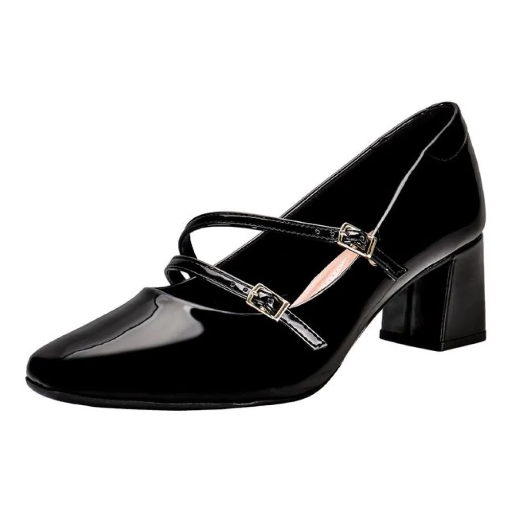 Sapato Feminino Salto Grosso Beira Rio 4314105 VERNIZ/PRETO 38