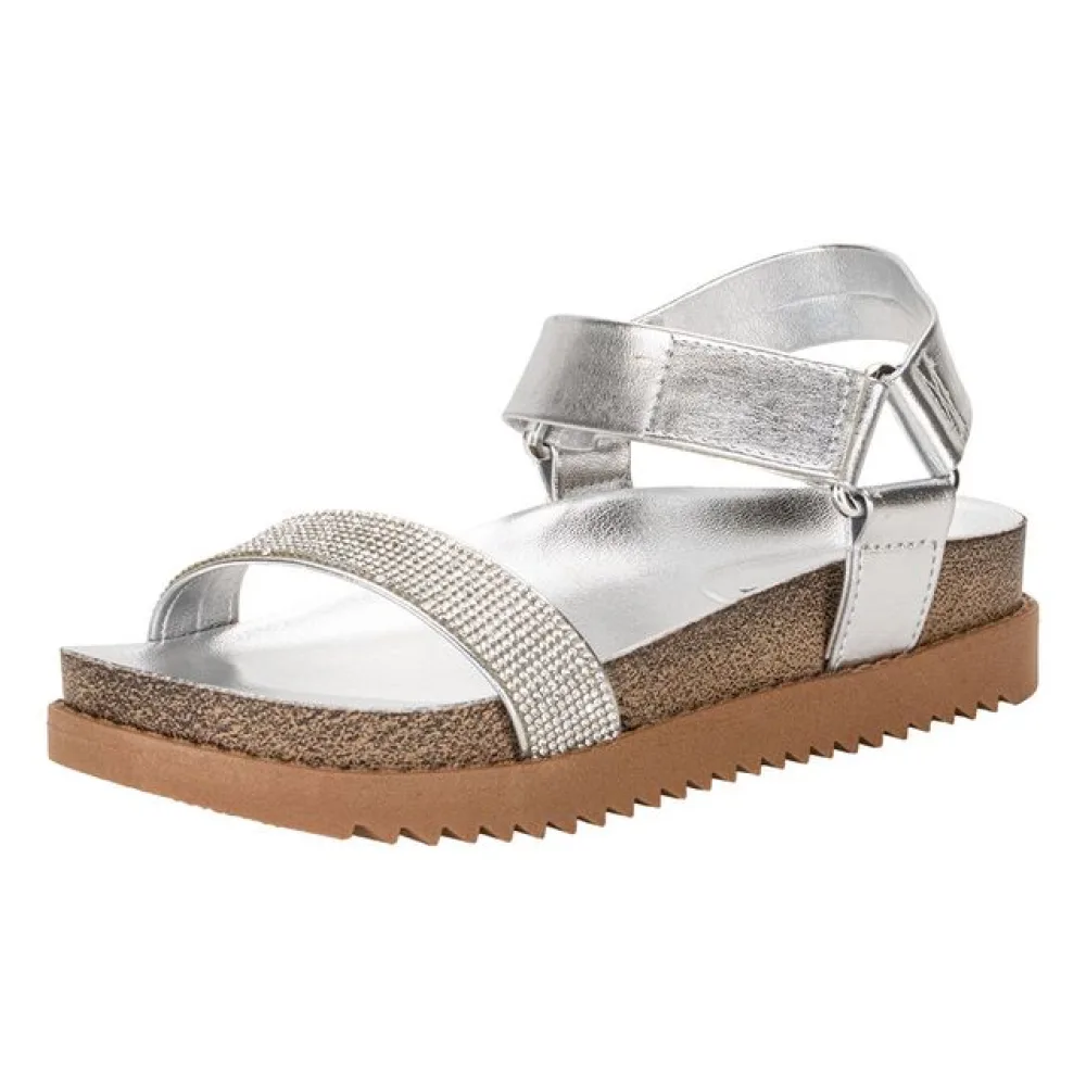 Sandália Feminina Flat Moleca 5500106 PRATA 35