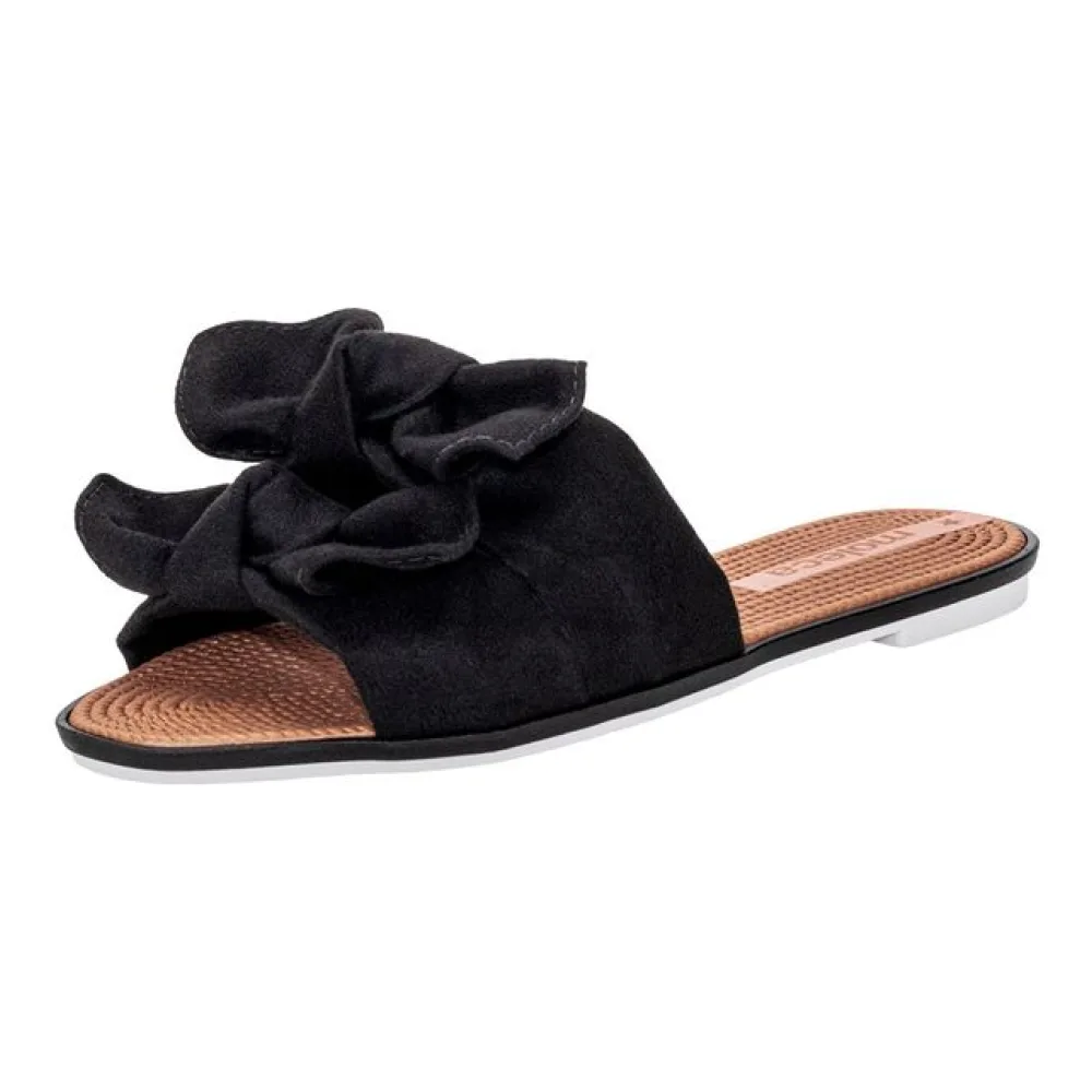 Tamanco Feminino Flat Moleca 5297424 PRETO/CAMURÇA 34