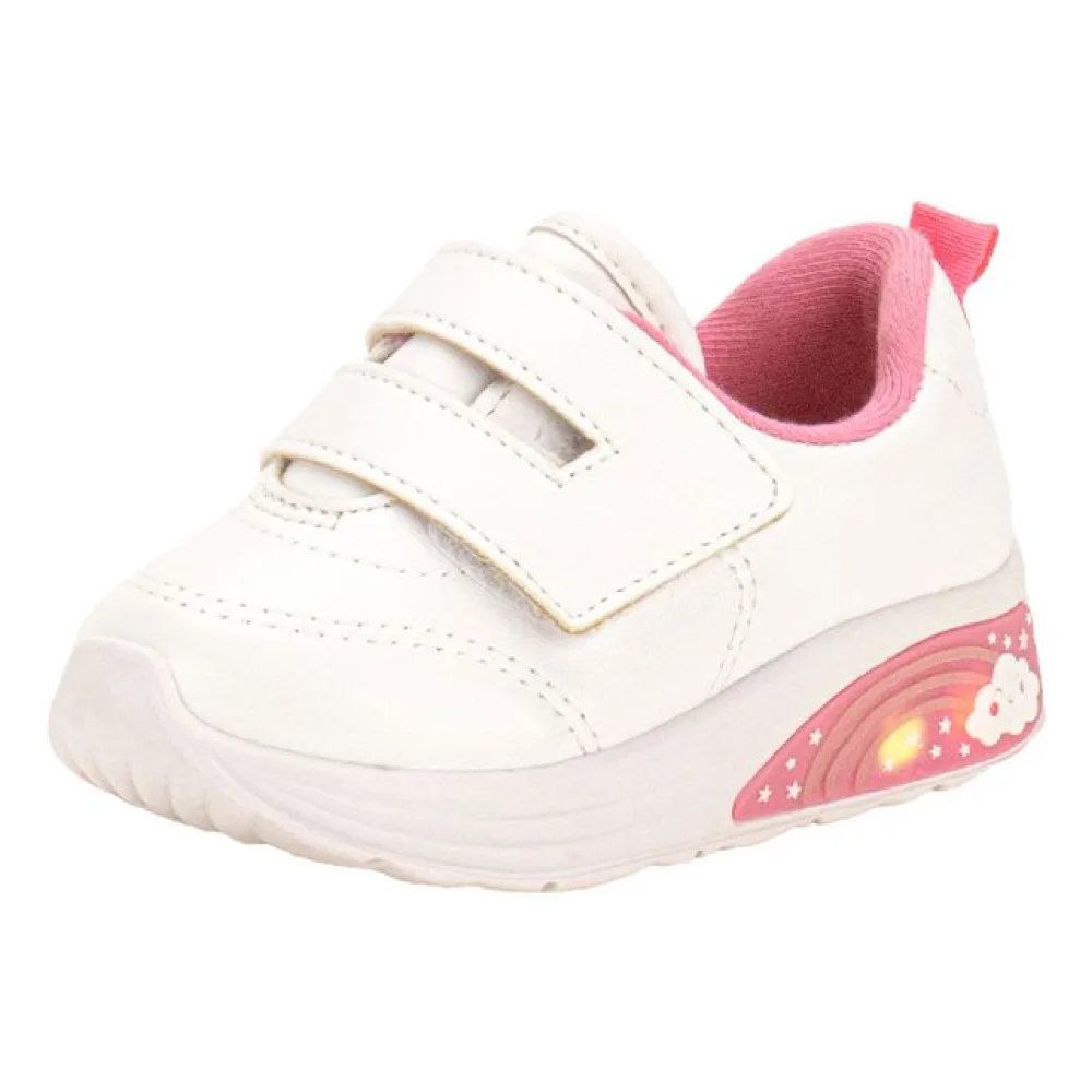 Tênis Infantil Feminino Baby Led Molekinha 2731205 BRANCO/ROSA 17