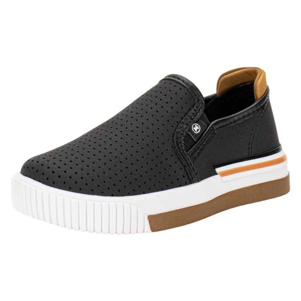 Tênis Infantil Masculino Slip On Molekinho 2615100 PRETO/BEGE 22
