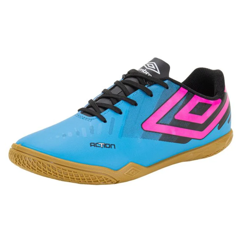 Chuteira Infantil Indoor Action Jr Umbro U07FB00285 AZUL/ROSA 35
