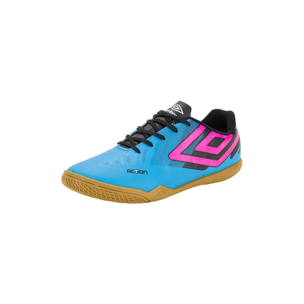 Chuteira Infantil Indoor Action Jr Umbro U07FB00285 AZUL/ROSA 35