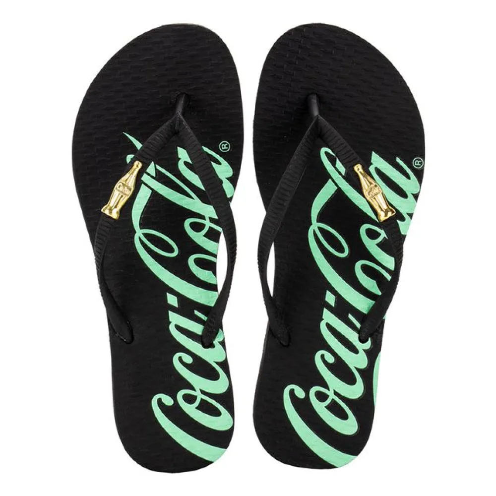 Chinelo Feminino Coke Japan Style Coca Cola CC3984 PRETO/VERDE 33/34
