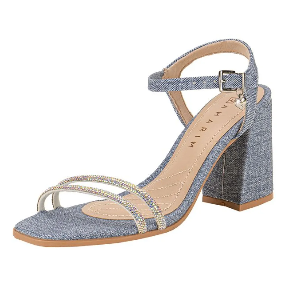 Sandália Feminina Salto Grosso Ramarim 2341201 JEANS 34