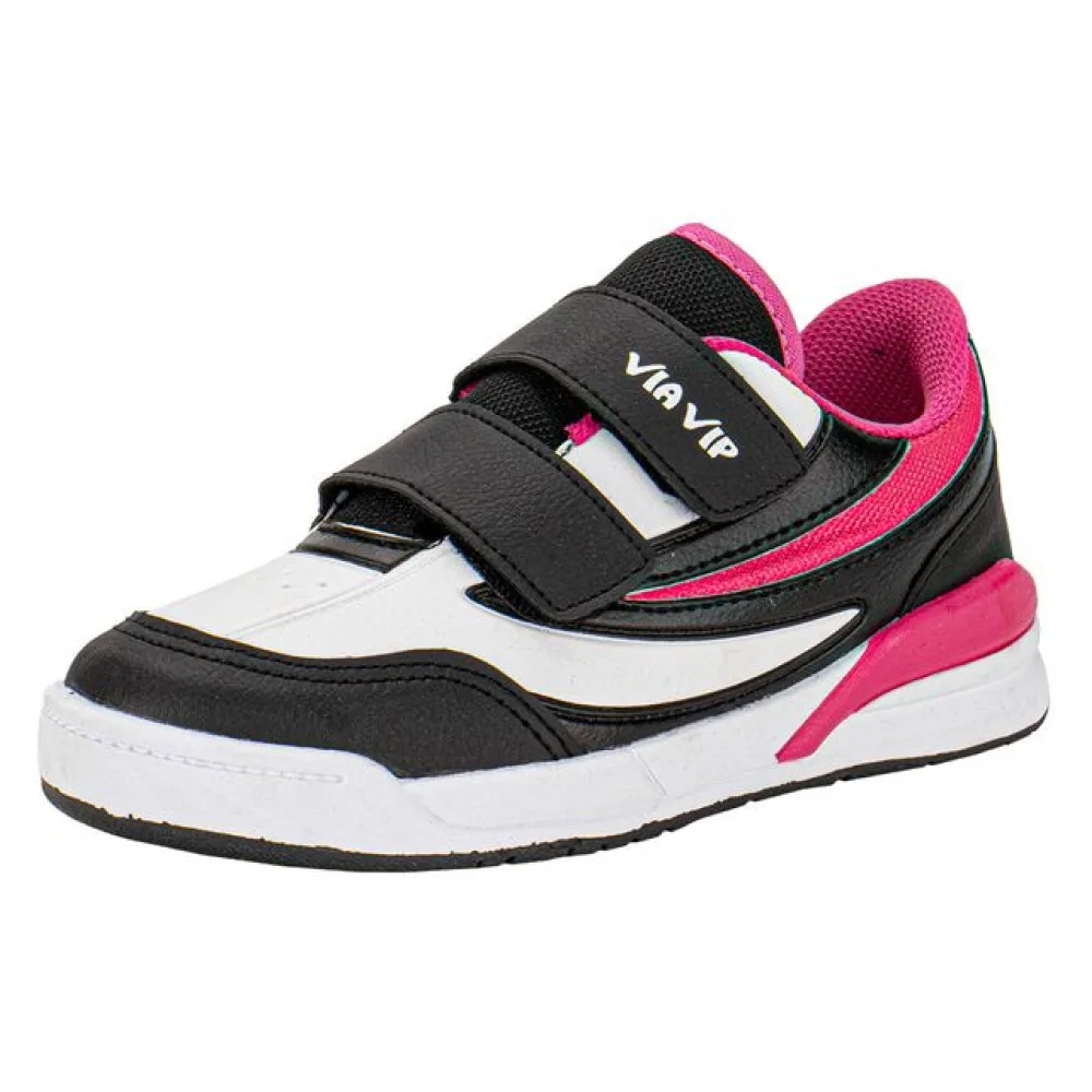 Tênis Infantil Feminino Via Vip VV4018 PRETO/ROSA 29