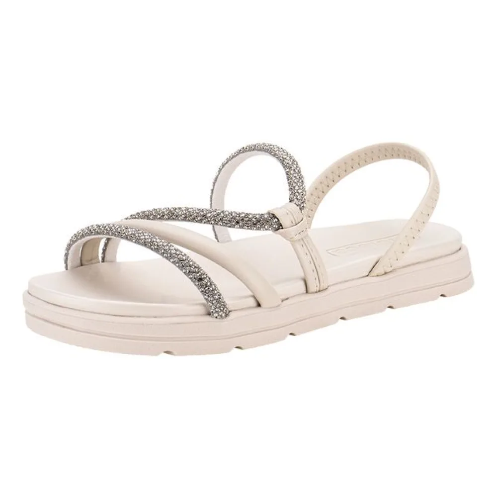 Sandália Feminina Flat Moleca 5490113 MARFIM 34