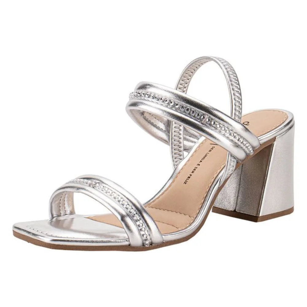 Sandália Feminina Salto Grosso Dakota Y8391 PRATA 34