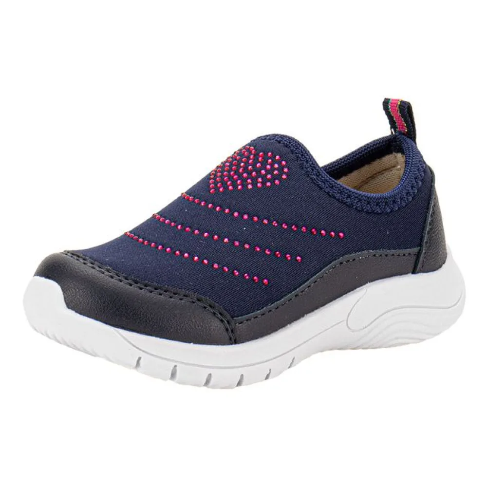 Tênis Infantil Feminino Slip On Lily Kids 19046 AZUL/ROSA 21