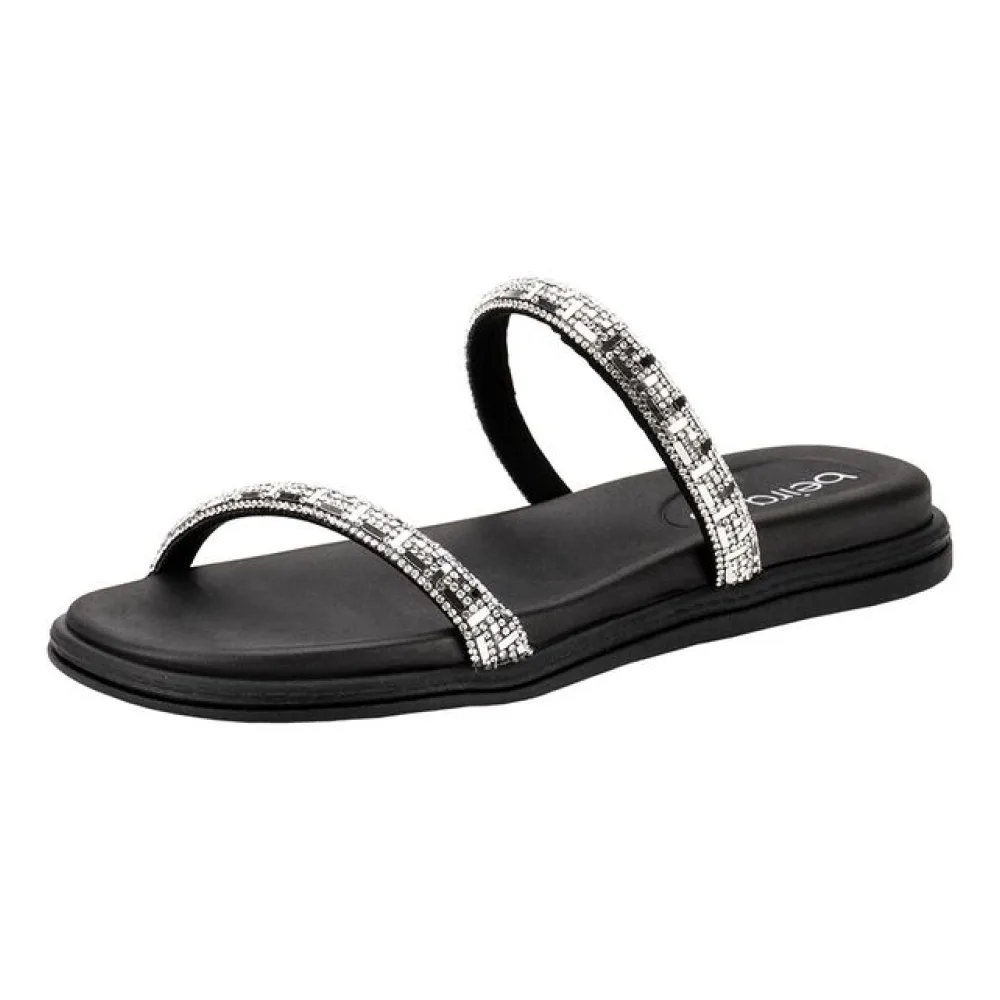 Tamanco Feminino Flat Beira Rio 8488105 PRETO/PRATA 34