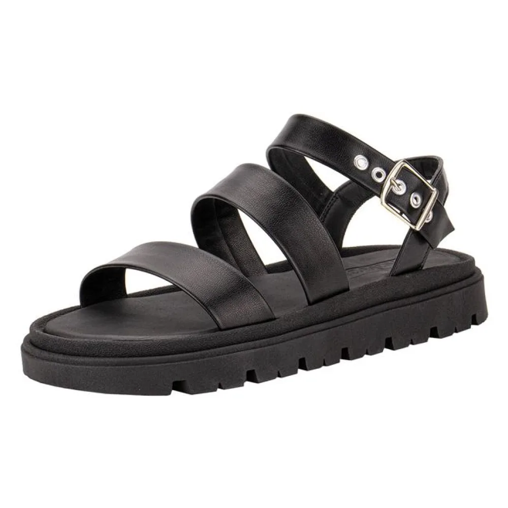 Sandália Feminina Flat Moleca 5504101 PRETO 34