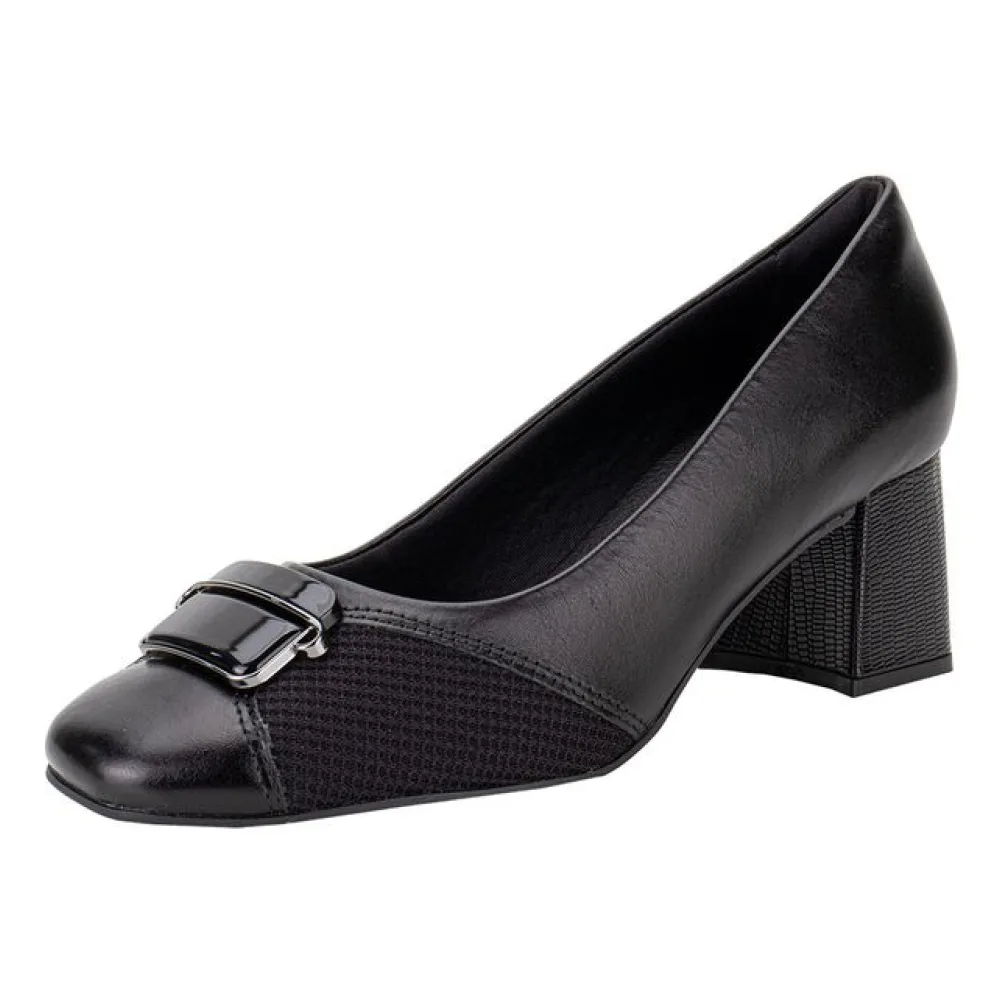 Sapato Feminino Salto Grosso ComfortFlex 2475302 PRETO 37