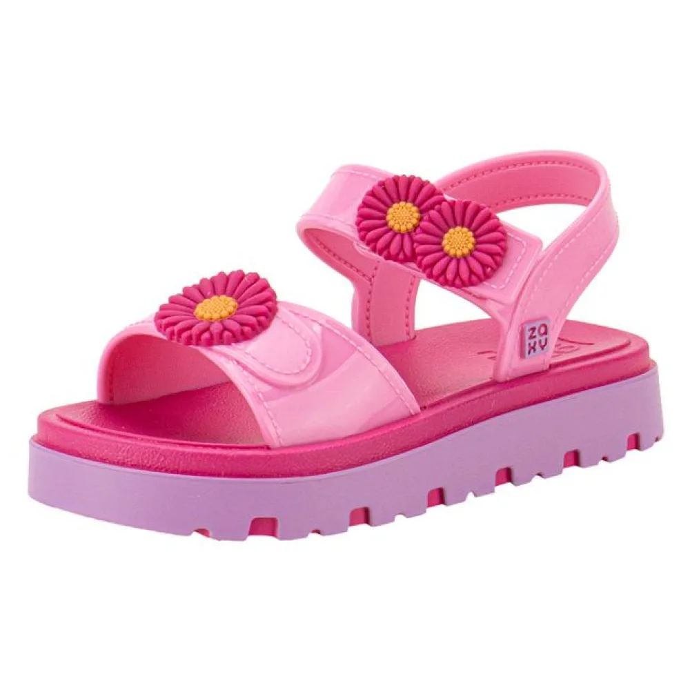 Sandália Infantil Feminina Flower Zaxynina 18997 PINK 19