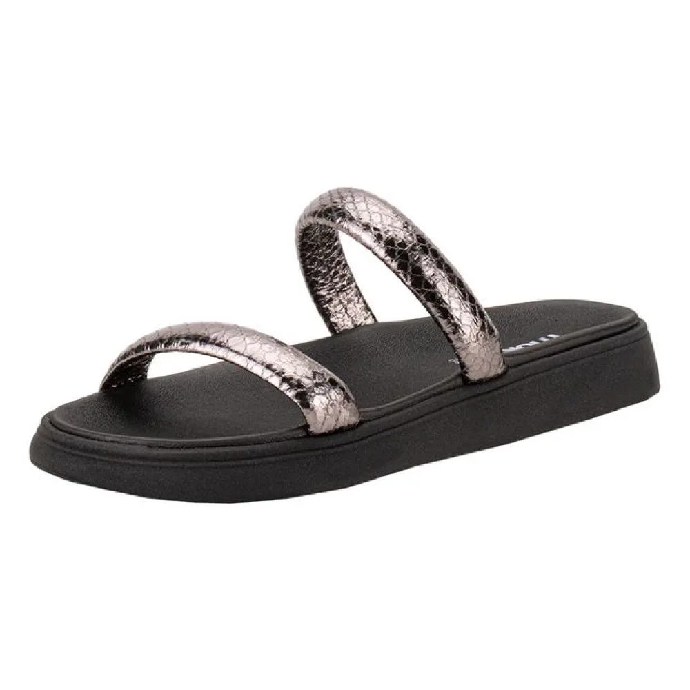 Tamanco Feminino Flat Moleca 5507101 PRETO/GRAFITE 36