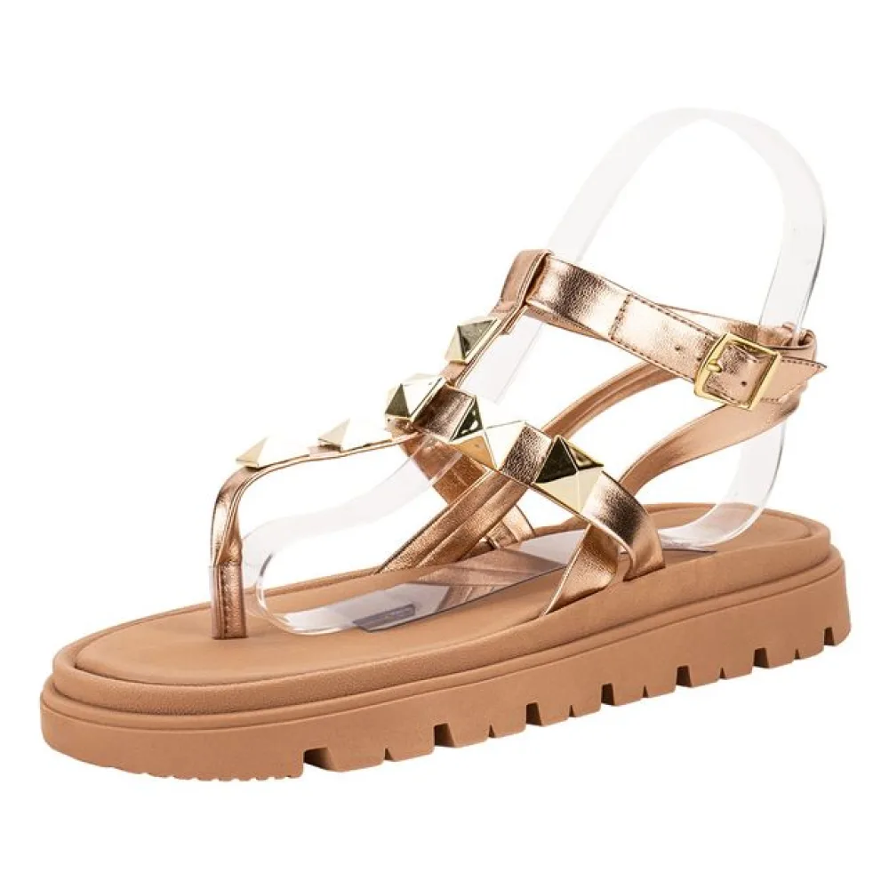 Sandália Feminina Flat Moleca 5504102 BRONZE 35